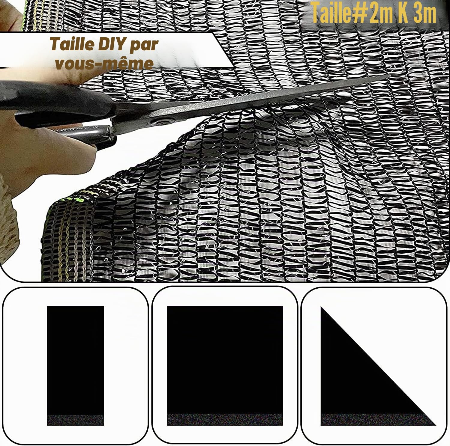 LATERN Couverture de Tissu D'ombre de 55%, 2m x 3m Maille De Jardin Bâche D'ombrage Filet D'ombrage en Pehd Filet Résistant Aux UV pour Couverture de Serre Patio Plante Fleur Poulailler Abri D'auto