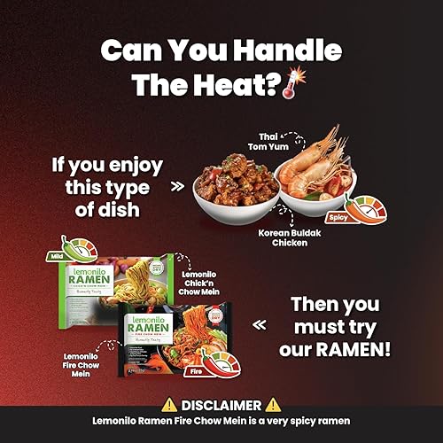 Miniatura 2 de Lemonilo Ramen - Fire Chow Mein - Ramen instantáneo saludable - Hecho con ingredientes totalmente naturales - Kit de comida rápida (2.99 onzas) -