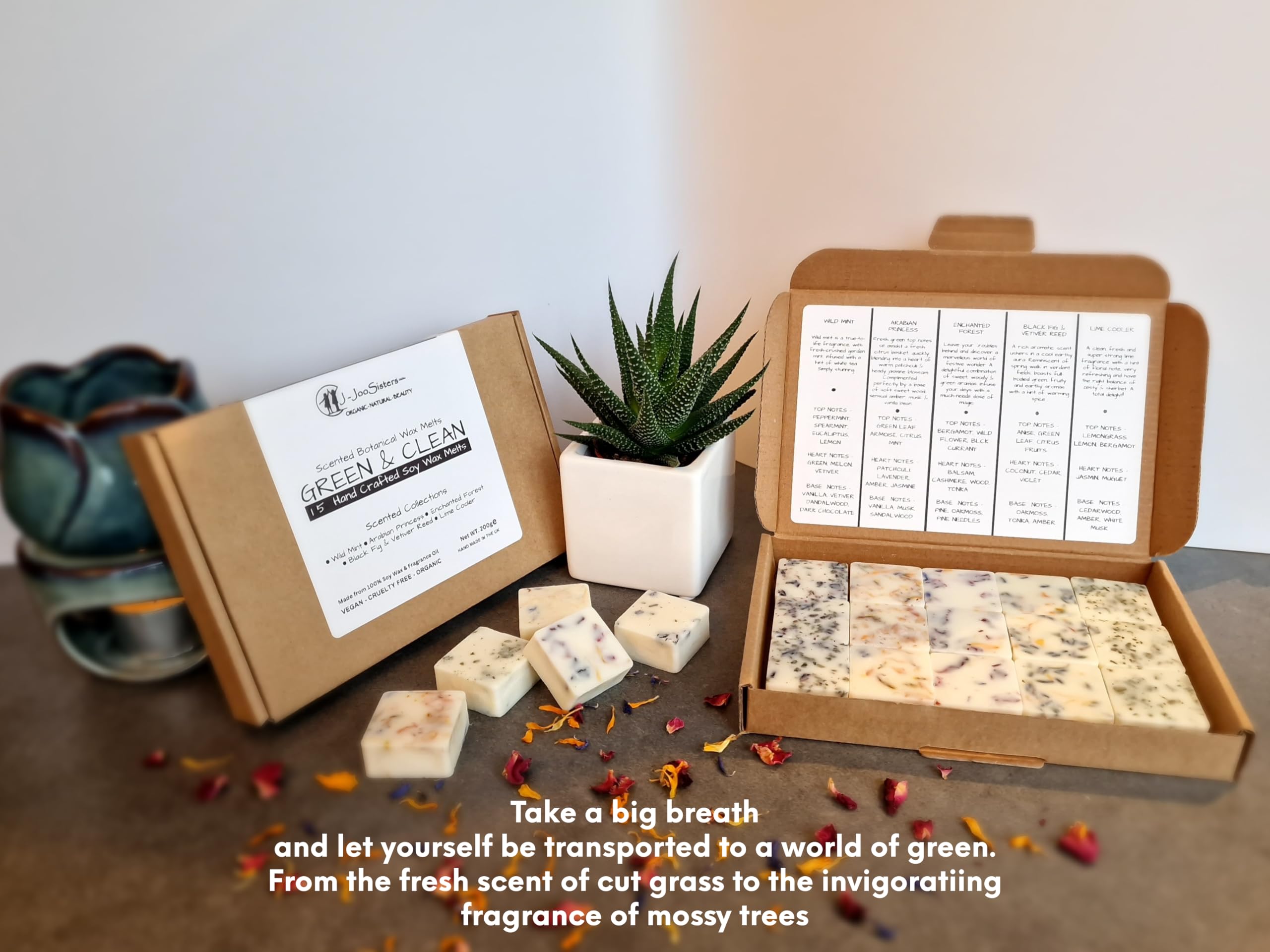 Green & Clean, Highly Scented Botanical Wax Melts Collections (15 x 13.5g Hand Crafted), Vegan Friendly & Cruelty Free - Image 2