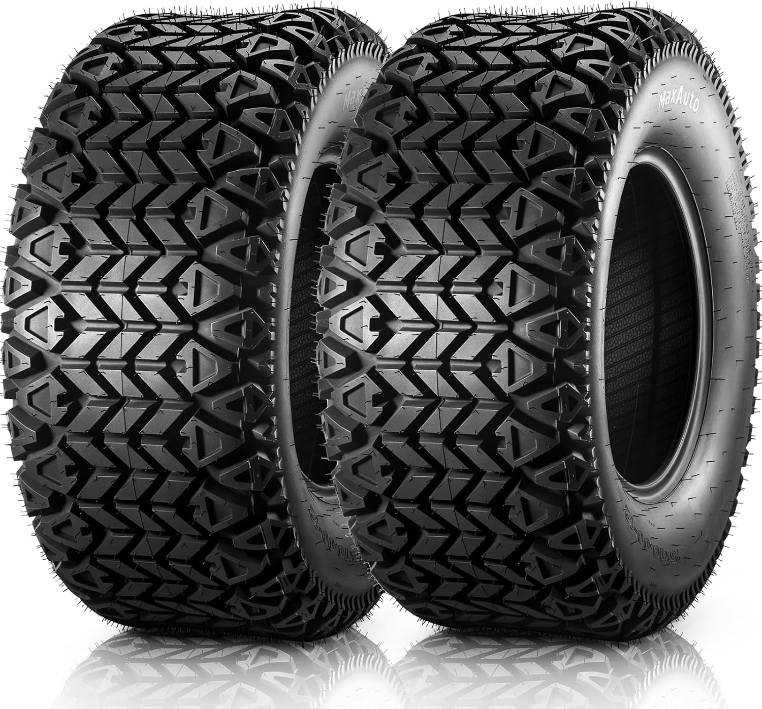 MaxAuto 25x10-12 Hilly Lawn ATV Tires, 25x10x12 All Terrain Tires, 25 10 12 Sand Off-Road Tire, 6PR Tubeless, 2 Pack