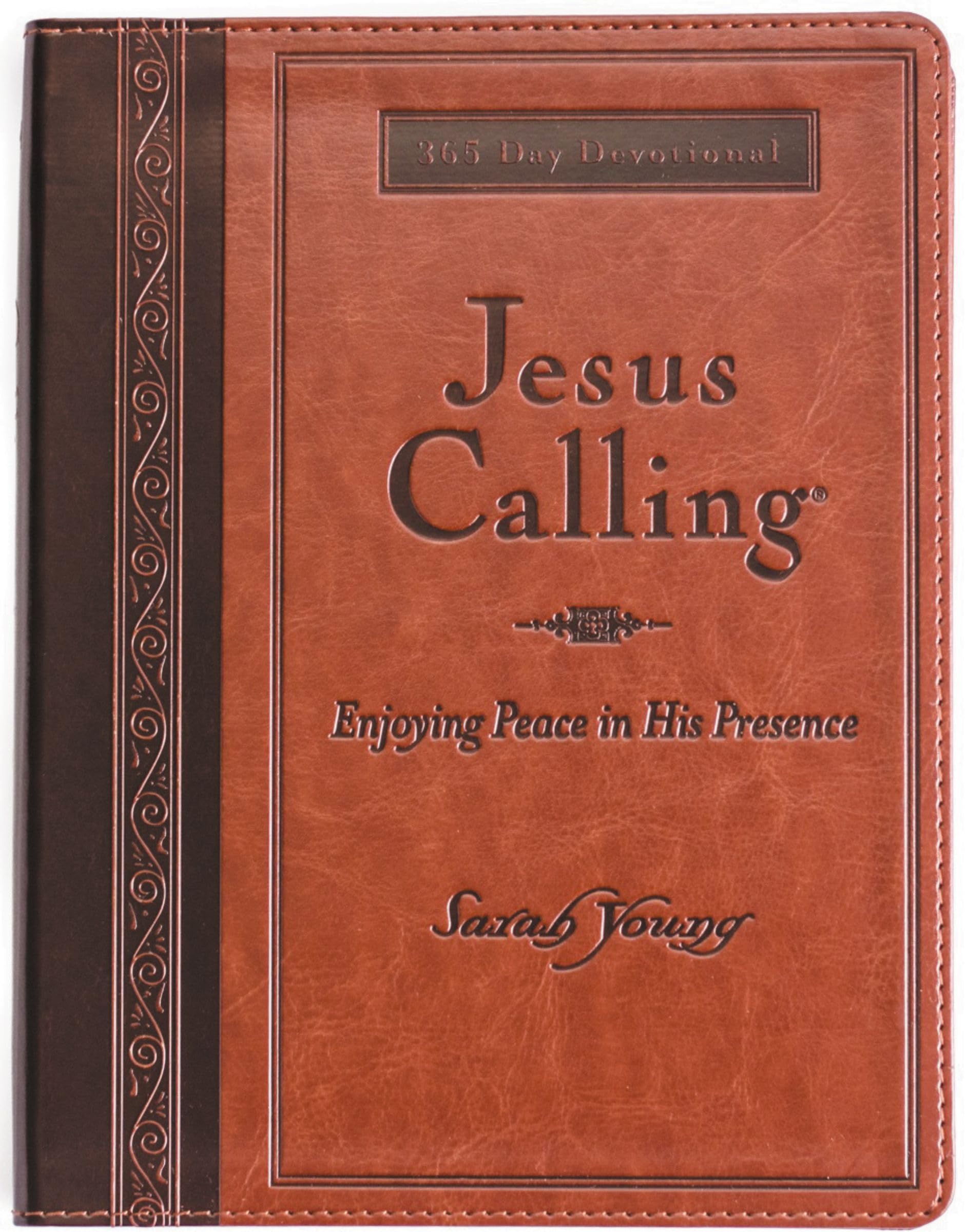 Jesus Calling, Large Text Brown Leathersoft, with Full Scriptures: Enjoying Peace in His Presence (A 365-Day Devotional) – The Perfect Father’s Day Gift for Christian Dads