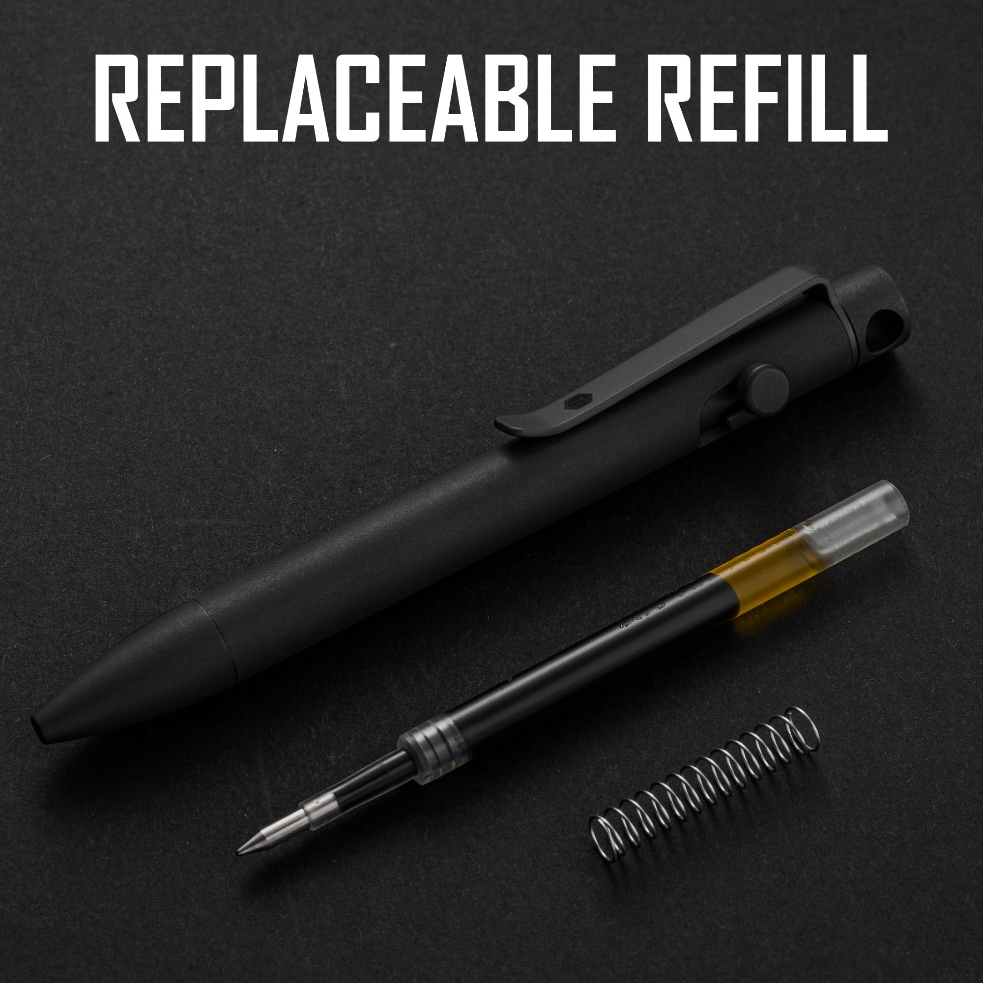 KeyUnity Bolígrafo KP03BK de aleación de titanio con clip, bolígrafo de bolsillo EDC de Metal retráctil para transporte diario