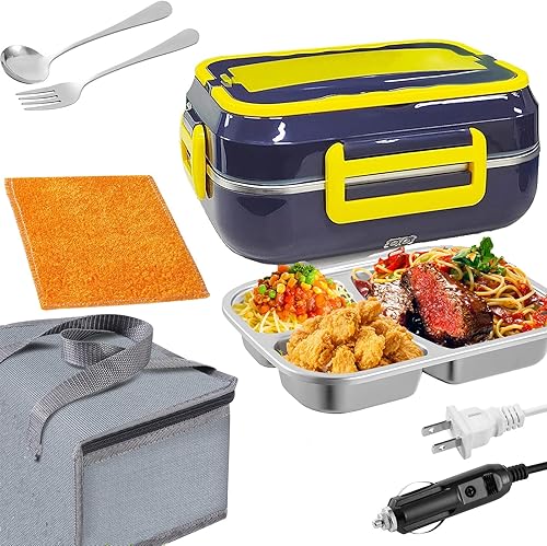 EinNana Lonchera eléctrica calentadora de alimentos para oficina, auto camión y escuela, cajas de comidas calientes de 60 W1224110 V. 1.5 L 3 en 1
