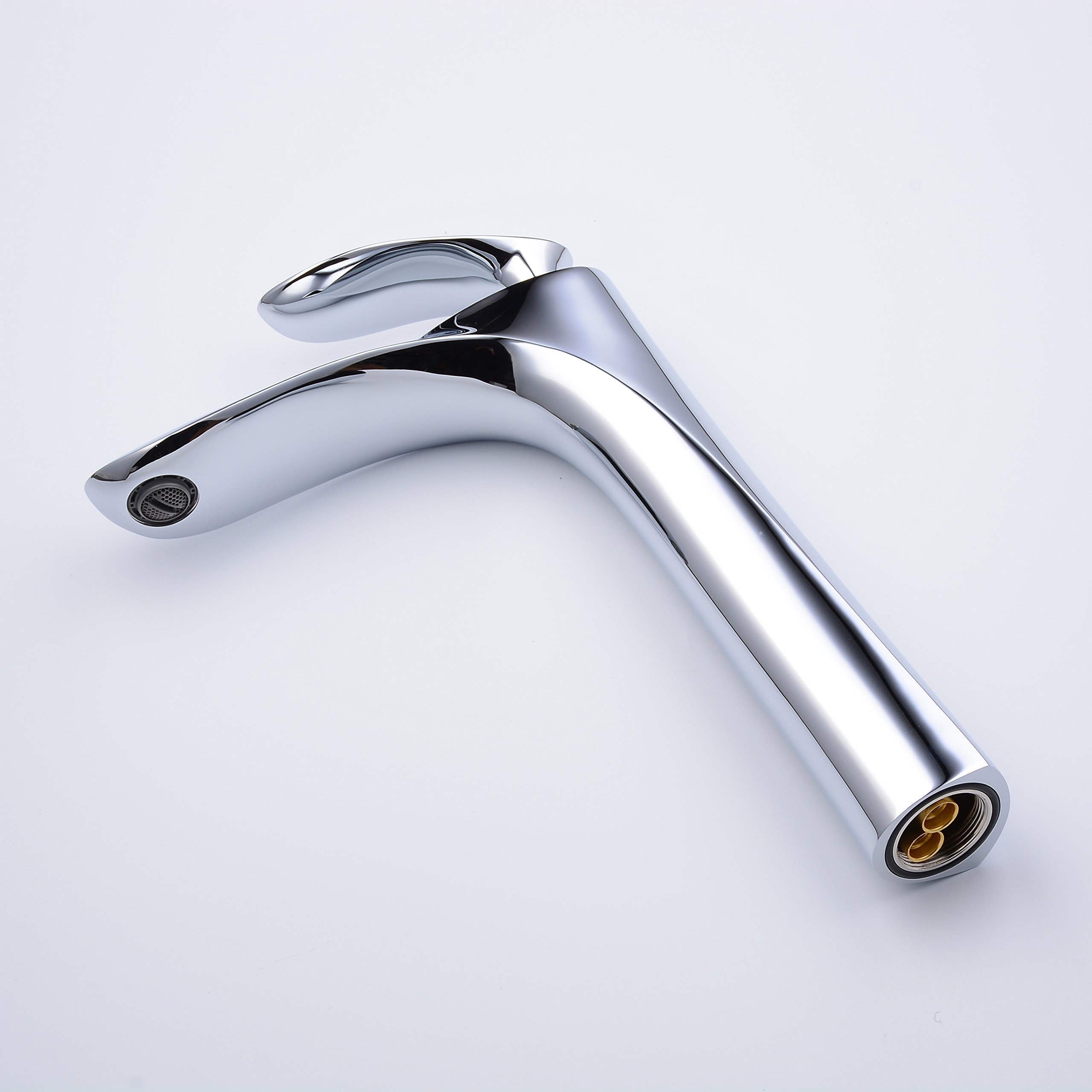 Tall Counter Top Basin Mixer Tap Curved Bathroom Sink Tap,Polish Gold