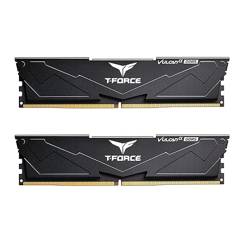 TEAMGROUP T-Force Vulcan Alpha DDR5 Ram 32GB Kit (2x16GB) 6000MHz (PC5-48000) CL38 Desktop Memory Module Ram (Black) AMD Optimized Memory - FLABD532G6000HC38ADC01 - 32GB(2x16GB) - DDR5 6000MHz 38-38-38-78 - Black