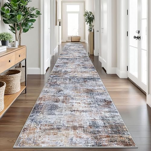 Abstract Runner Rug 3x18 Ft Washable Runners for Hallways, Non