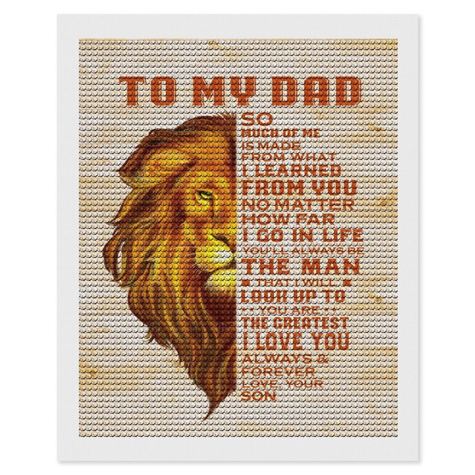 Junmoney to My Dad Diamond Painting Canvas Set 16"x20", for Craft Lovers, Decorate Your Room, Festive Craft Gift, Vintage Style Decor
