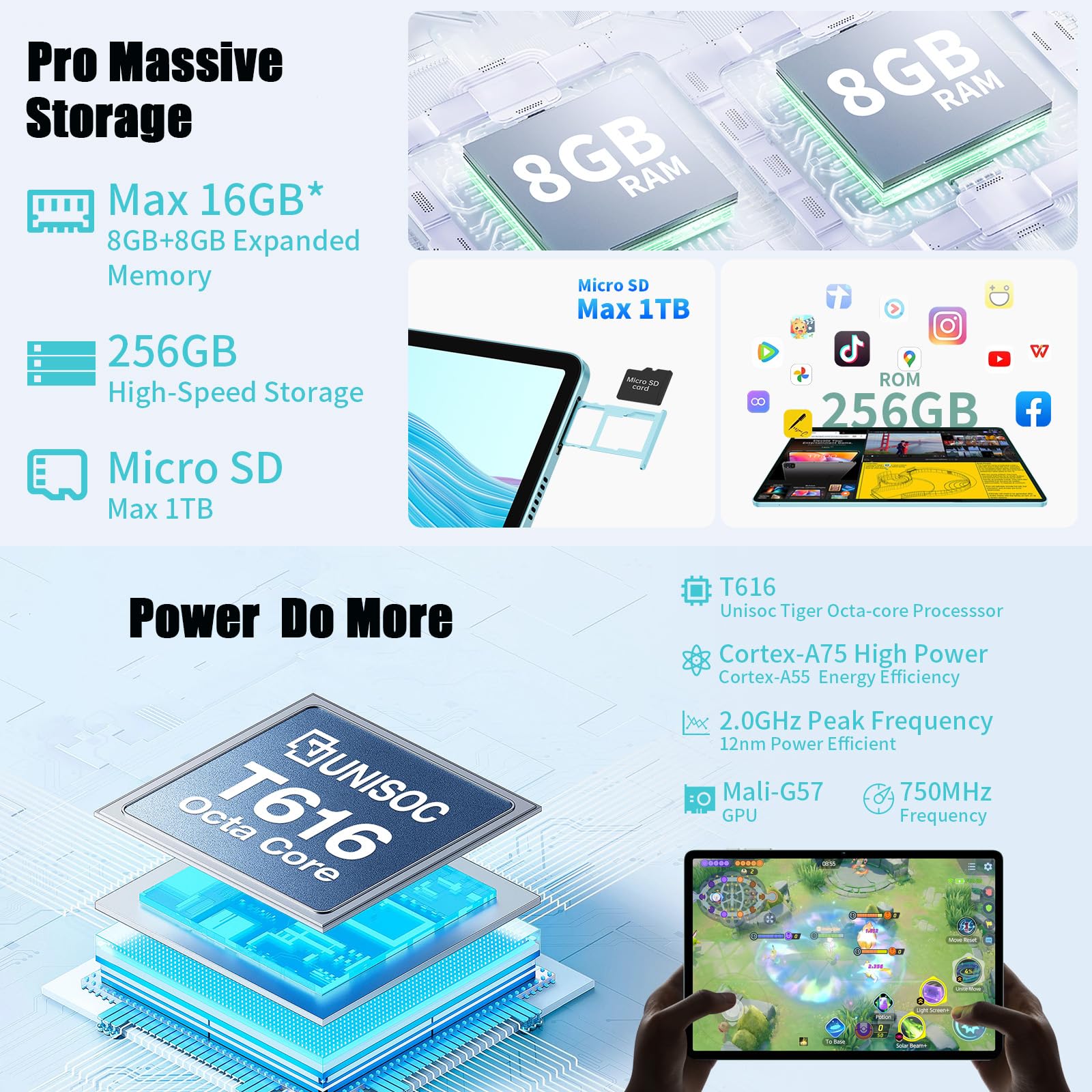 TECLAST M50 Pro Android 13 tablet 10.1 inch, 16 GB RAM + 256 GB
