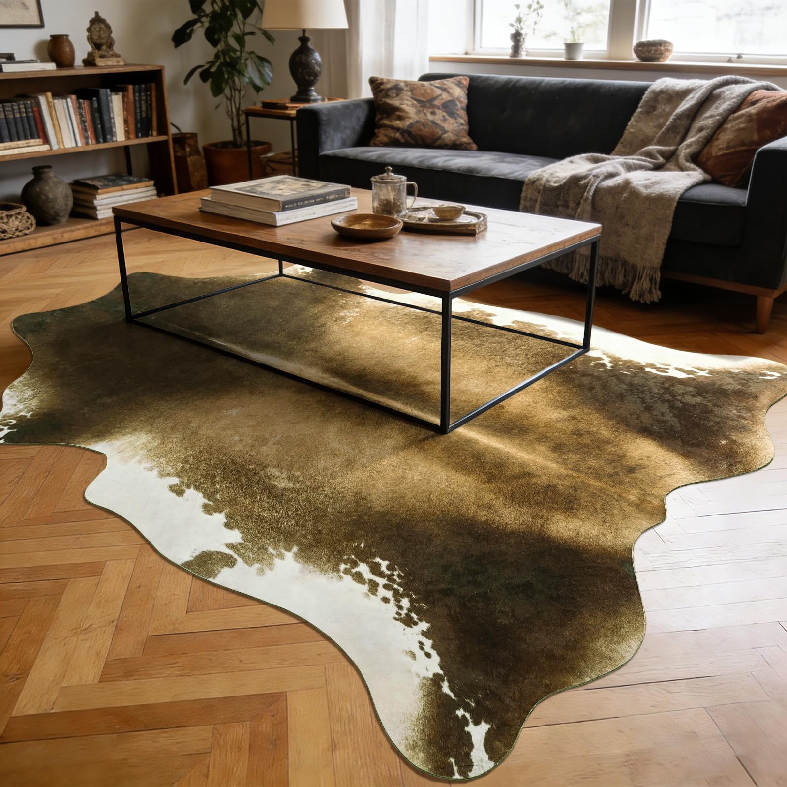 Amazon.com: Rtizon Washable Non Slip Cowhide Rug 4x5 Brindle and