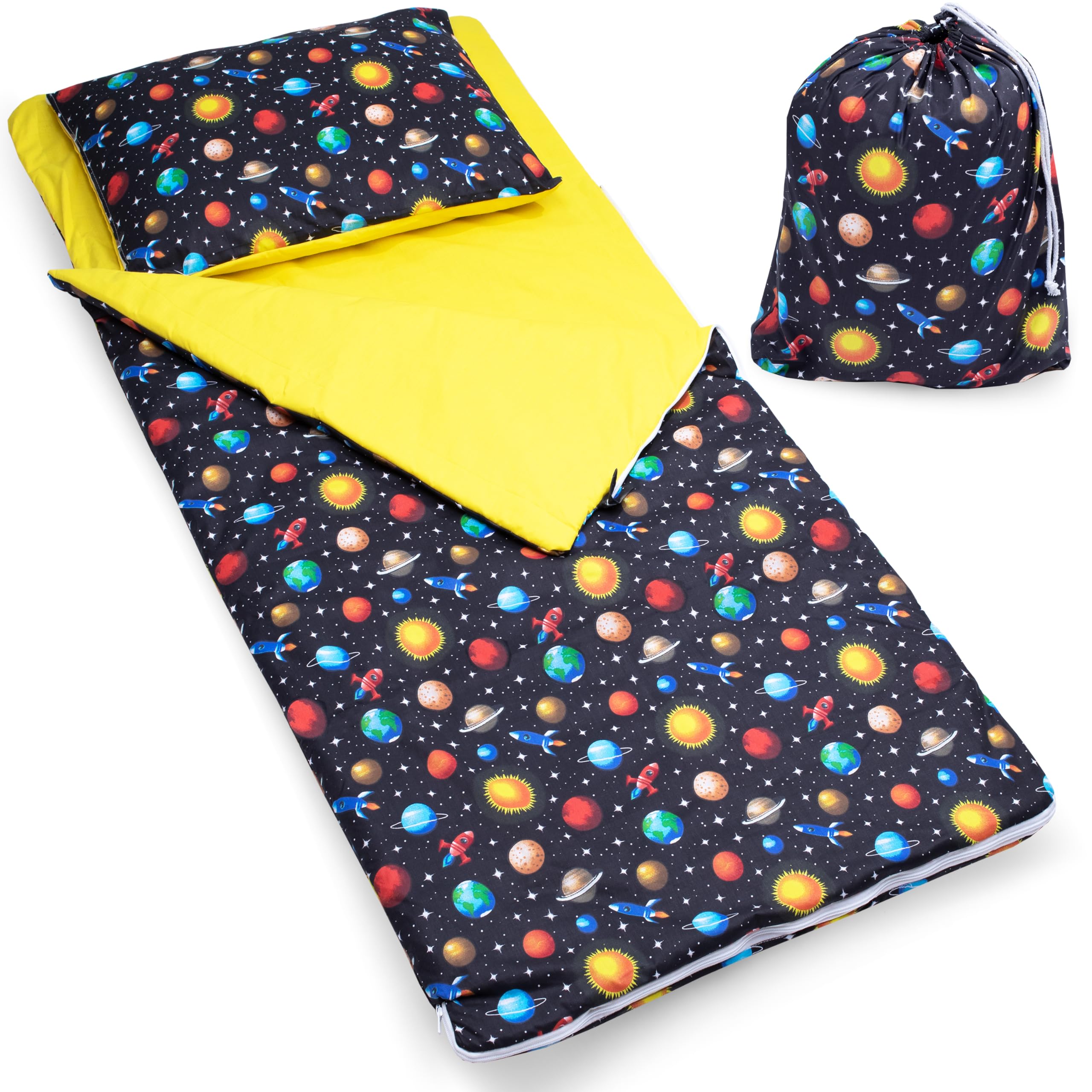 PinkZebra Schlafsack Kinder 140x75 cm mit Kissenbezug 60x40 cm & Beutel, Öko-Tex, bis 135 cm