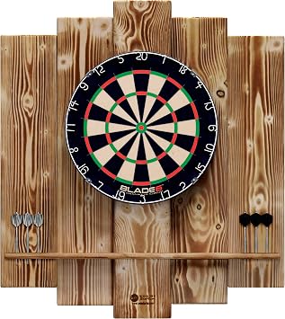 WOODEN Dartboard Surround | Premium dart wall protection & tablet holder | Flamed "Burned Look" or colour design catch ring, dart surround, backboard