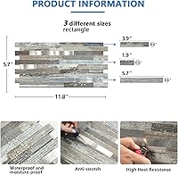 Vista 3 de Midcard 20 hojas de azulejos de pared de PVC para salpicaduras, para salpicaduras de cocina