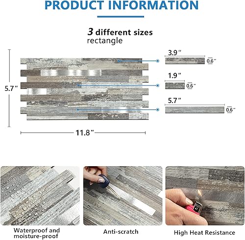Miniatura 3 de Midcard 20 hojas de azulejos de pared de PVC para salpicaduras de cocina