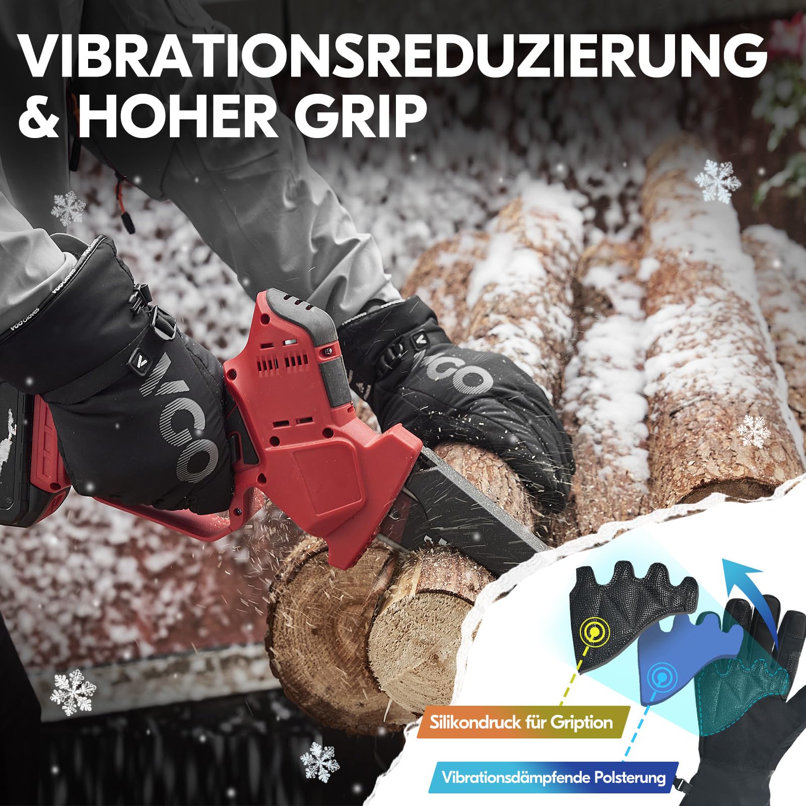Vgo... 1 Paar wasserdichte Winterarbeitshandschuhe, Arbeitshandschuhe für kaltes Wetter，isolierte -20℃/-4°F Handschuhe(SL7761FLWP)
