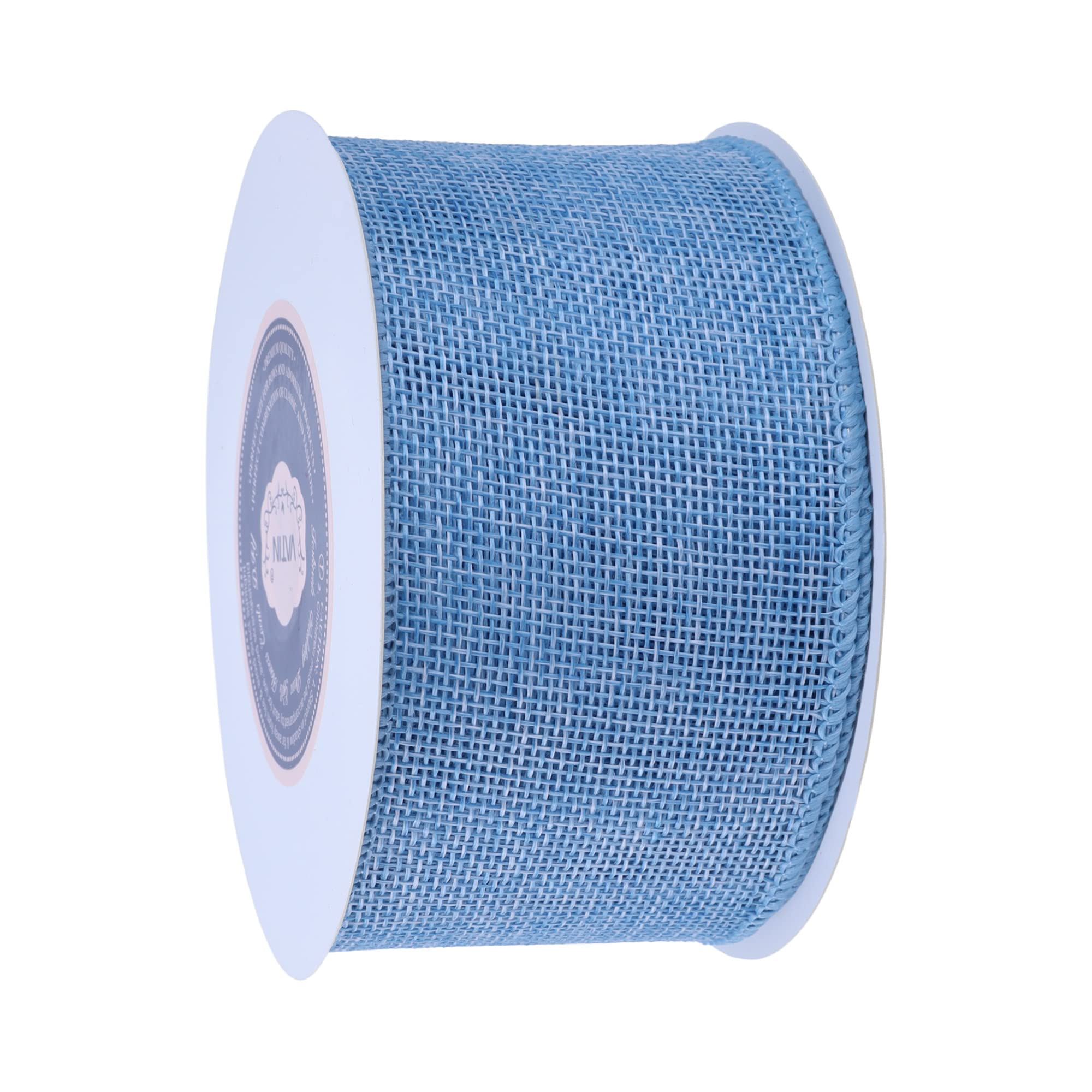 VATIN Baby Blue Burlap Wired Ribbon 65mm X 9m Fabric Craft Ribbon for Party Decorations,Big Bow,DIY Wreath Craft,Tree Decoration,Outdoor Decoration - Image 4