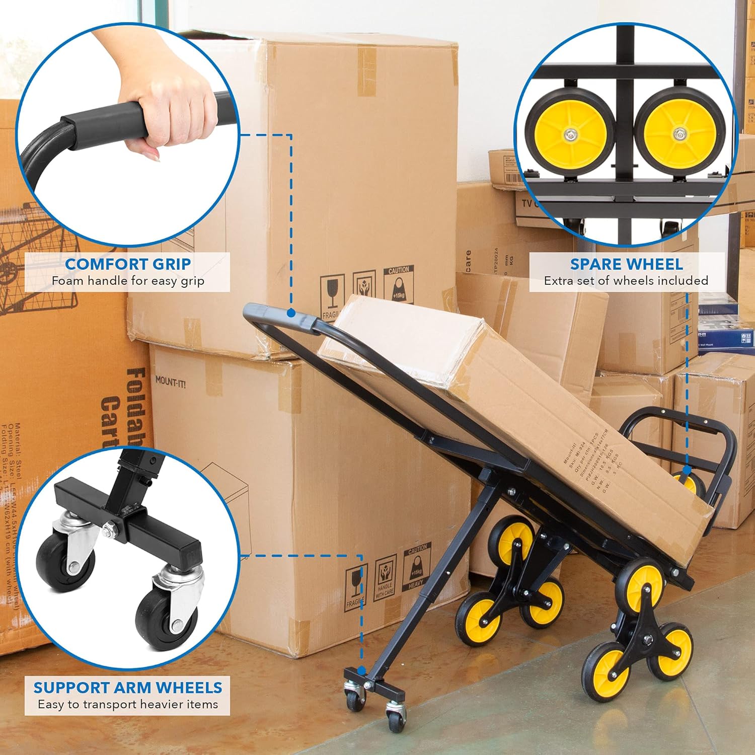 MountIt! Stair Climbing Dolly 3 Wheel Stair Ubuy USA