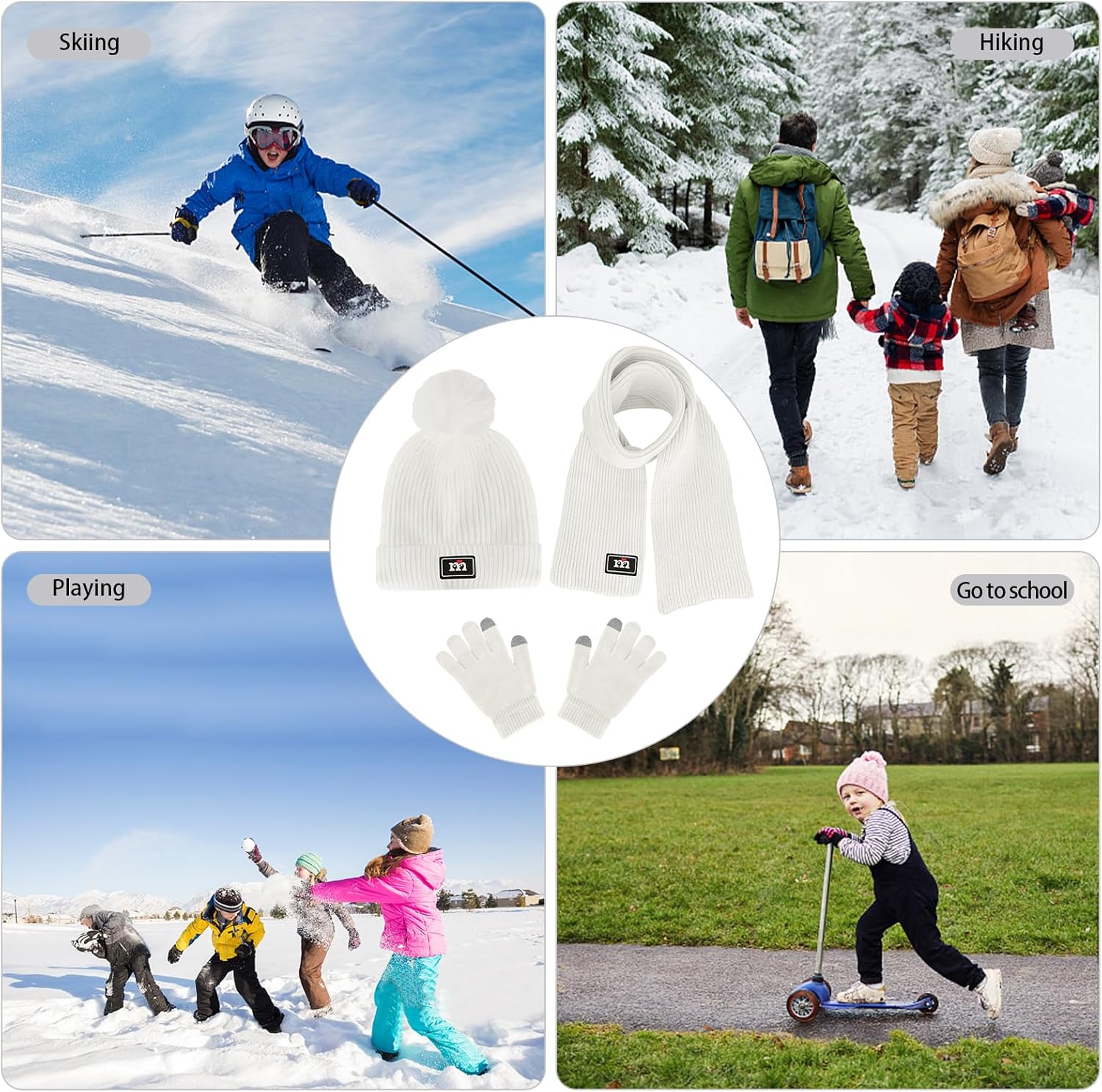 Kids Winter Beanie Hat Scarf Gloves Set for 2-7 Years Old Boys Girls Winter Knit Warm Fleece Lined Kids Hat Scarf Gloves Set - Image 5