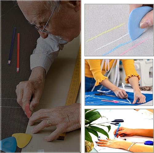 Miniatura 7 de Kit de herramientas de costura, 20 piezas de tiza de tela lavable, 6 lápices de tela de coser, 10 marcadores de tela borrables con calor para