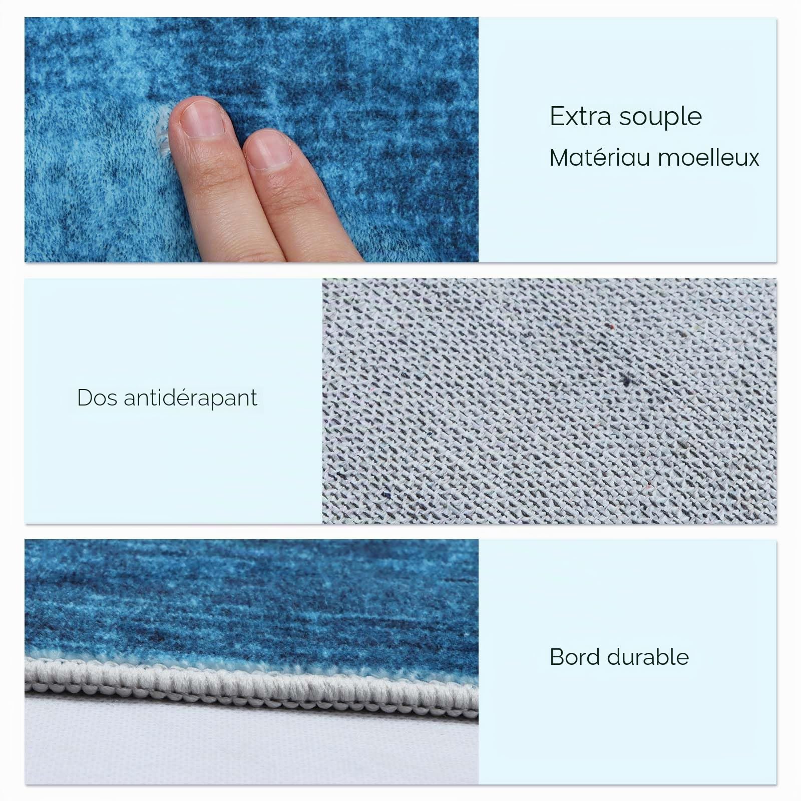 Betadistor Tapis de salon 120 x 160 cm Bleu - Bleu Tapis pour salon Tapis lavable pour chambre à coucher 307-05120