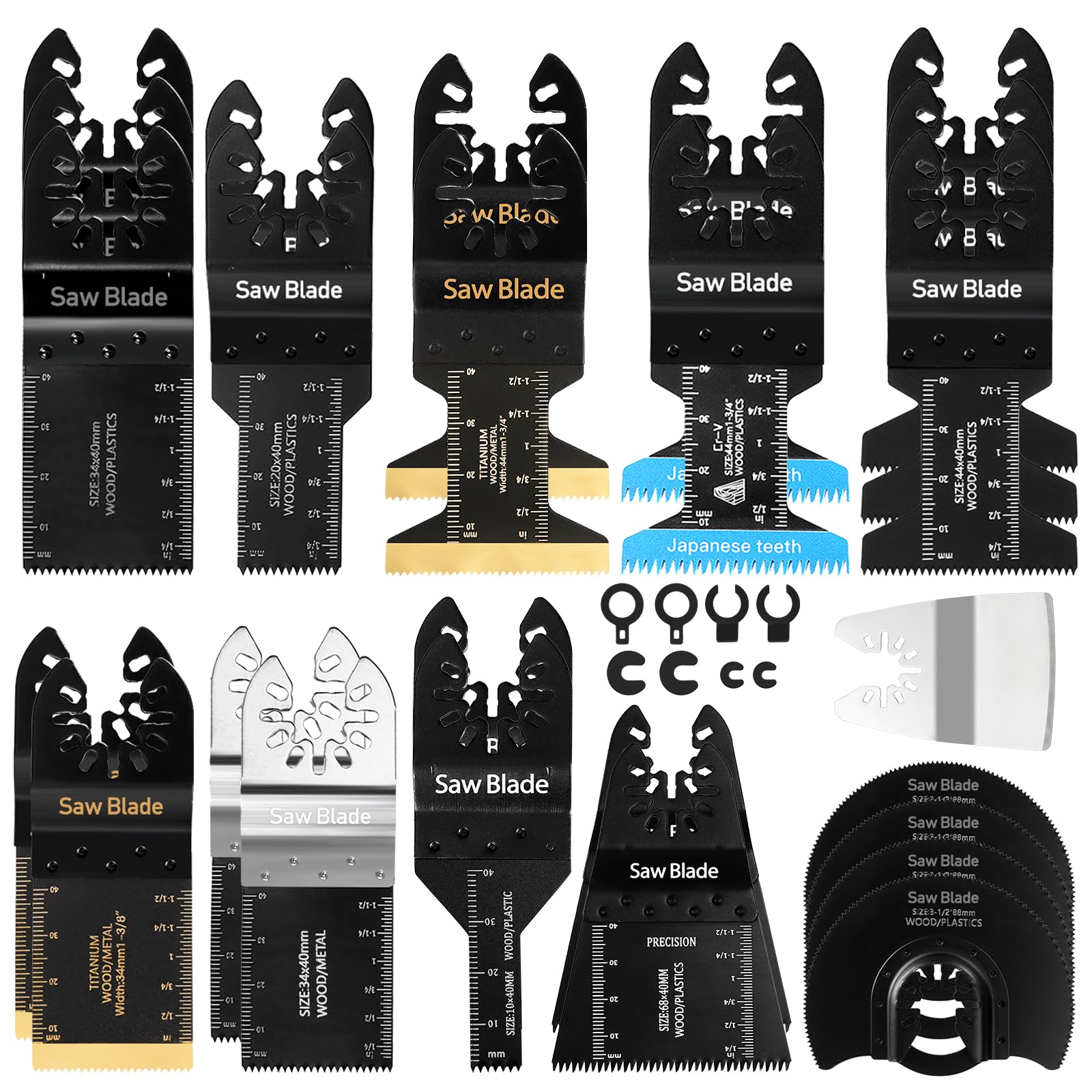 USHOP Hojas de Sierra Oscilante,Kit de Hojas de Sierra,Accesorios Multiherramienta Universal,Multiherramienta Oscilante Cuchillas,Kits de Accesorios Oscilantes para Múltiples Herramientas