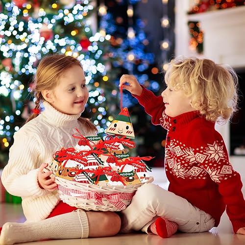 Miniatura 5 de Cholemy 200 cajas de dulces de Navidad, cajas de dulces de Navidad con etiqueta, cajas decorativas de Navidad de Papá Noel, cajas de papel de