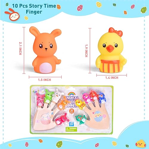 Miniatura 5 de FUN LITTLE TOYS 10 marionetas de dedo de conejito para cestas de Pascua, incluye 5 conejitos y 5 pollitos