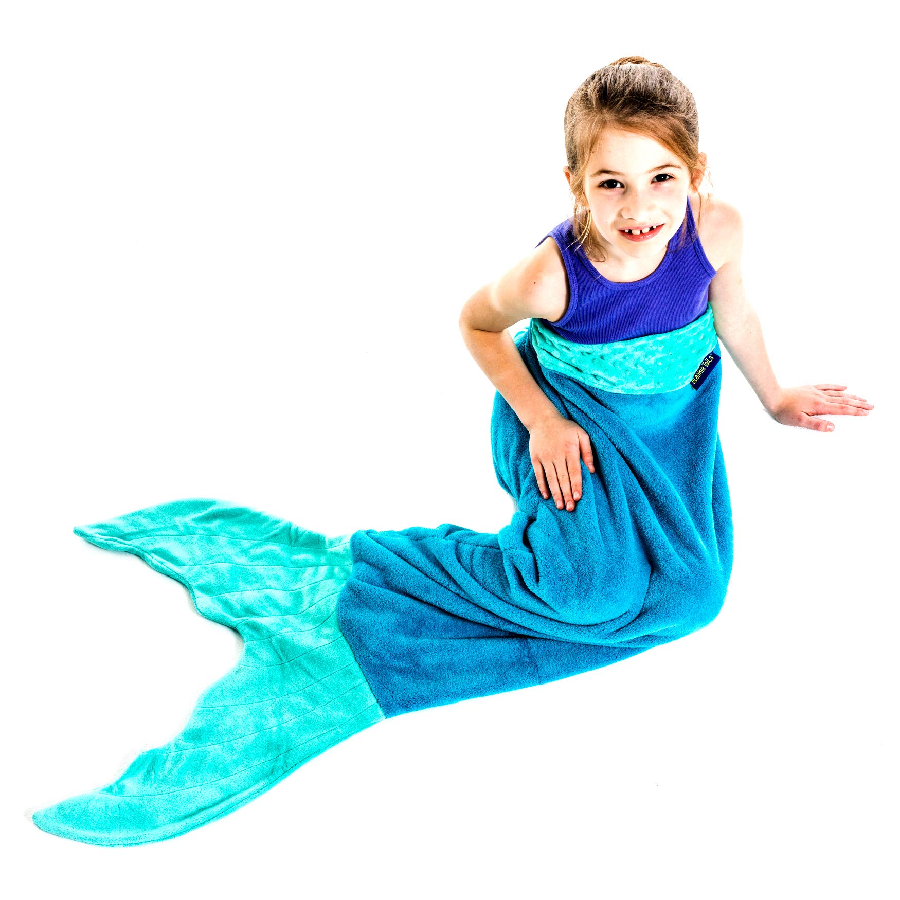 Blankie Tails | Mermaid Blanket Wearable Blanket - Double Sided Mermaid Minky Fleece Blanket - Mermaid Tail Blanket for Kids, Adults & Teens (Ocean Blue/Aqua)