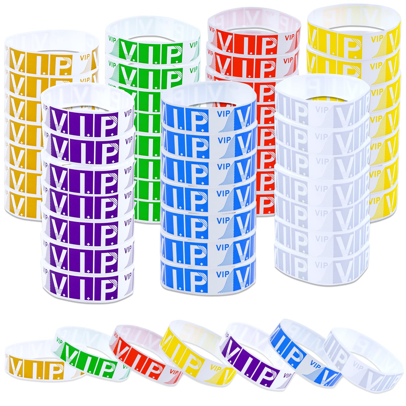 TOBTUKE 700 Pcs Paper VIP Waterproof Wristbands,Lightweight Identification Wristbands for Events Party Concert Bar Entrance Admission(Gold,Purple,Green,Yellow,Blue,Red,White)