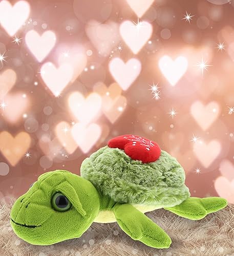 Miniatura 5 de DolliBu Peluche de San Valentín con texto en inglés "I Love You" de tortuga marina verde pequeña, lindo animal de peluche con corazón rojo y nombre,