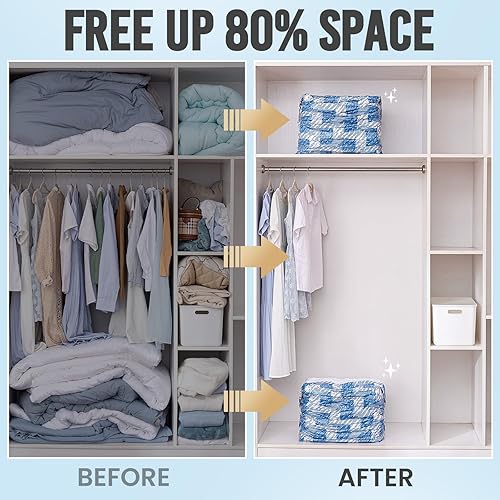 Miniatura 9 de TAILI Paquete de 6 bolsas de almacenamiento al vacío, bolsas de ahorro de espacio jumbo de 31 x 40 x 15 pulgadas, bolsa de sellado al vacío Blue