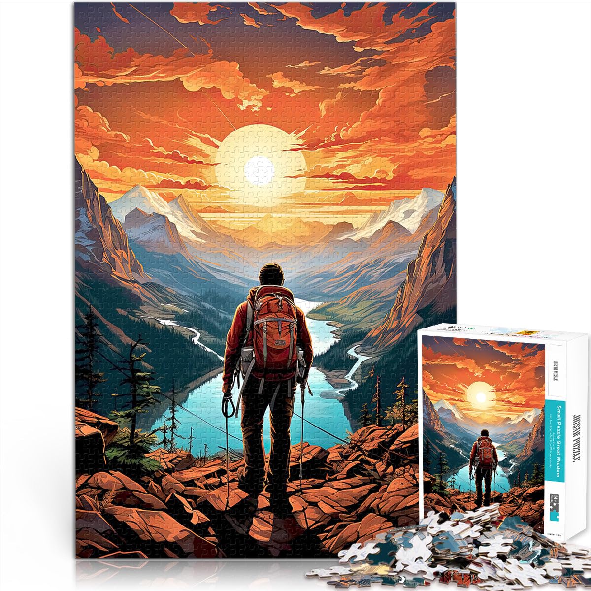 Puzzle for Adults 1000 Pieces Hiking to the top of the mountains Decompressing Intellectual Educational Toy 26x38cm Gifts Ideas for Age 14+