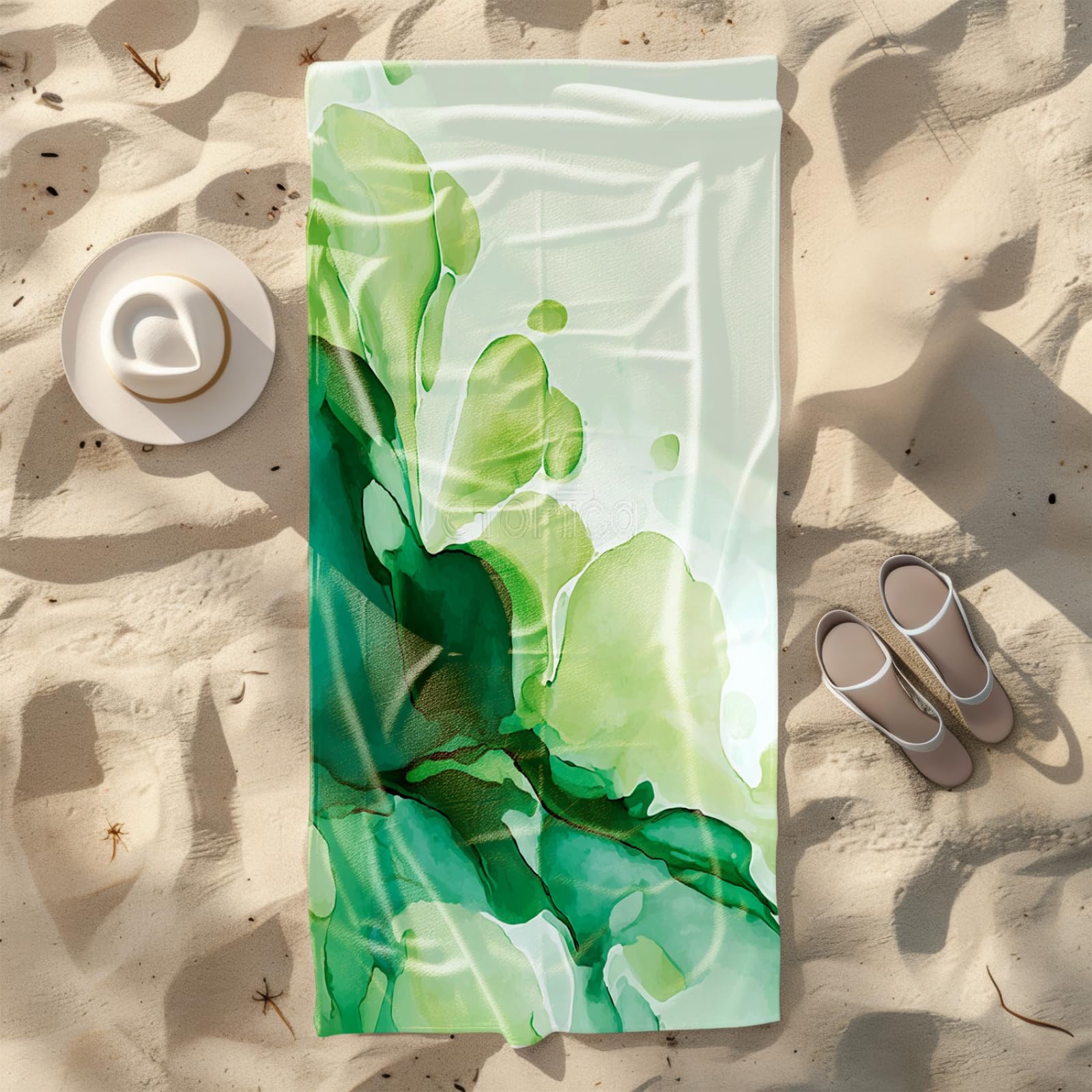 Générique Serviette Microfibre Plage Vert Abstract