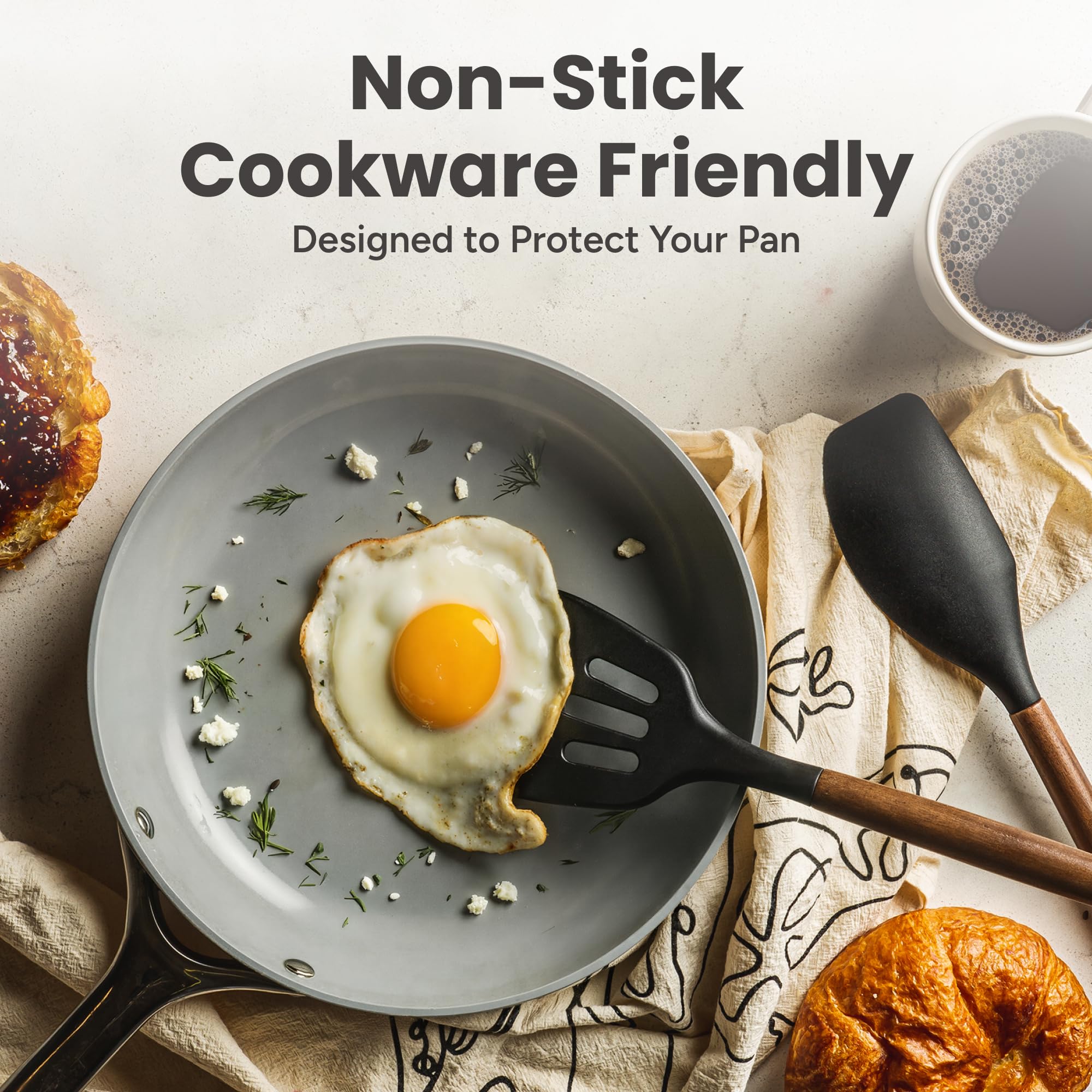 Ensemble d'ustensiles de cuisine en silicone et support : ensemble d'ustensiles de cuisine en silicone – Essentiels de cuisine pour nouvelle maison et 1er appartement – Ensemble de spatules en