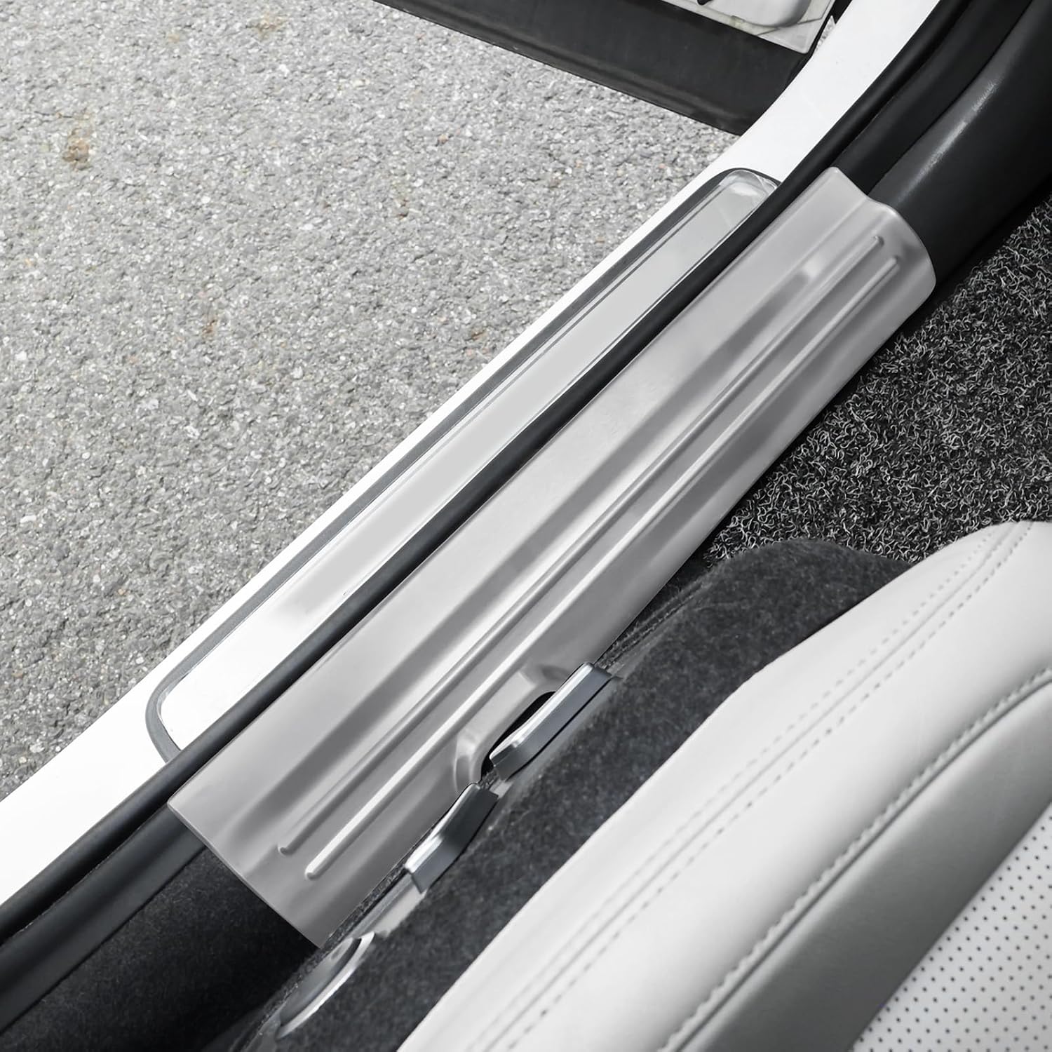 Stainless Inside Door Sill Plate Protector Cover,Inside Door Sill Scuff Plate Guard Cover Trims Compatible with Hyundai Santa Fe 2024-2026 Accessories (Silver)