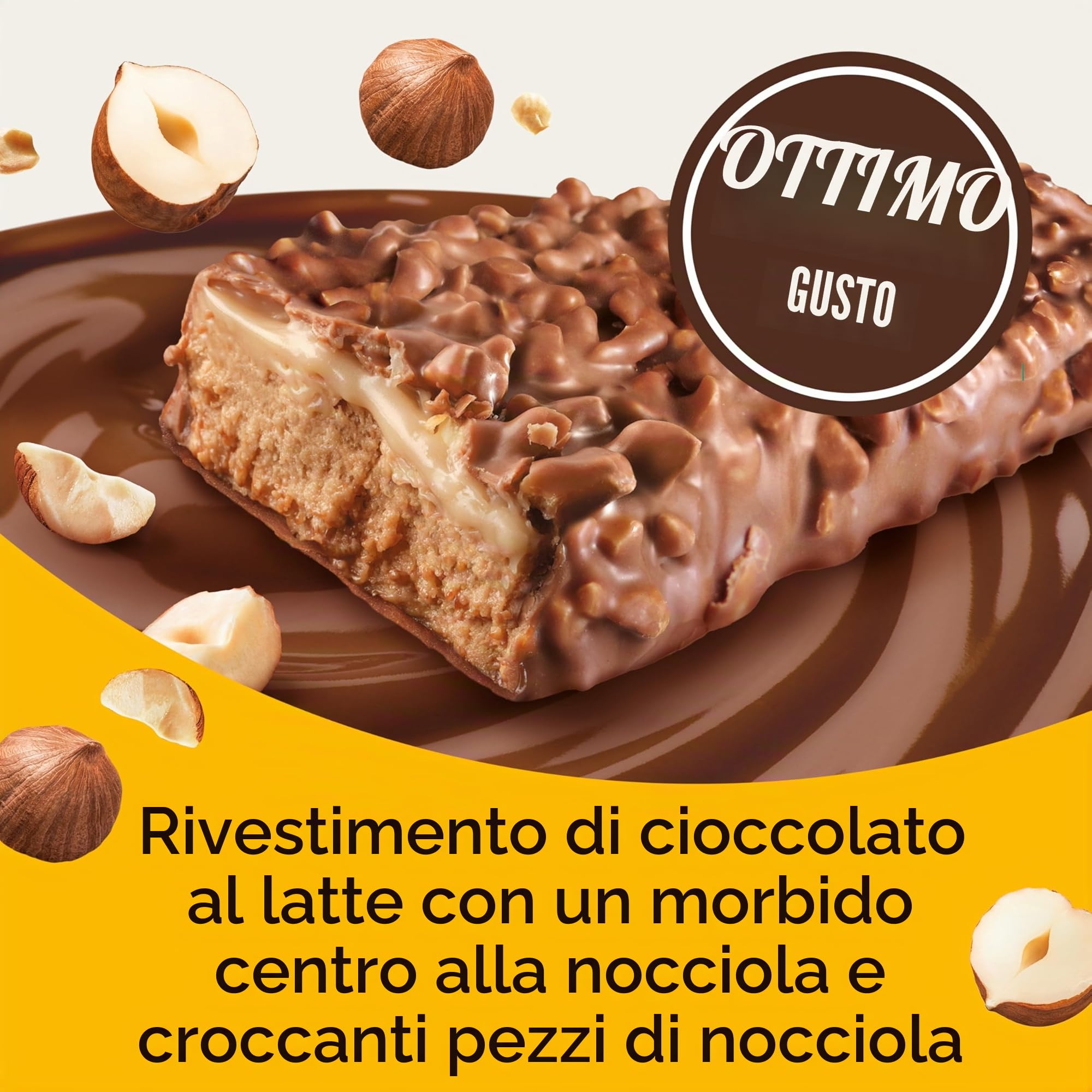Fulfil Barretta Vitamine e Proteine (15 x 55 g) Barrette Cioccolato Nocciola Frusta Gusto 20 g Alto Proteine, 9 Vitamine, Basso Zucchero