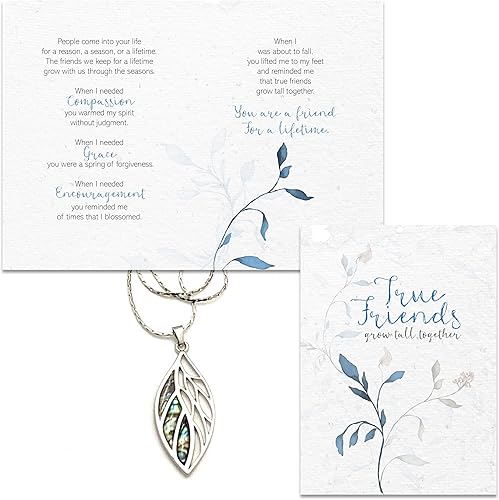Miniatura 3 de Smiling Wisdom - Tarjeta de felicitación de amistad para mujeres y collar de hoja - True Friends Grow Together - A Reason Season Lifetime Friend -