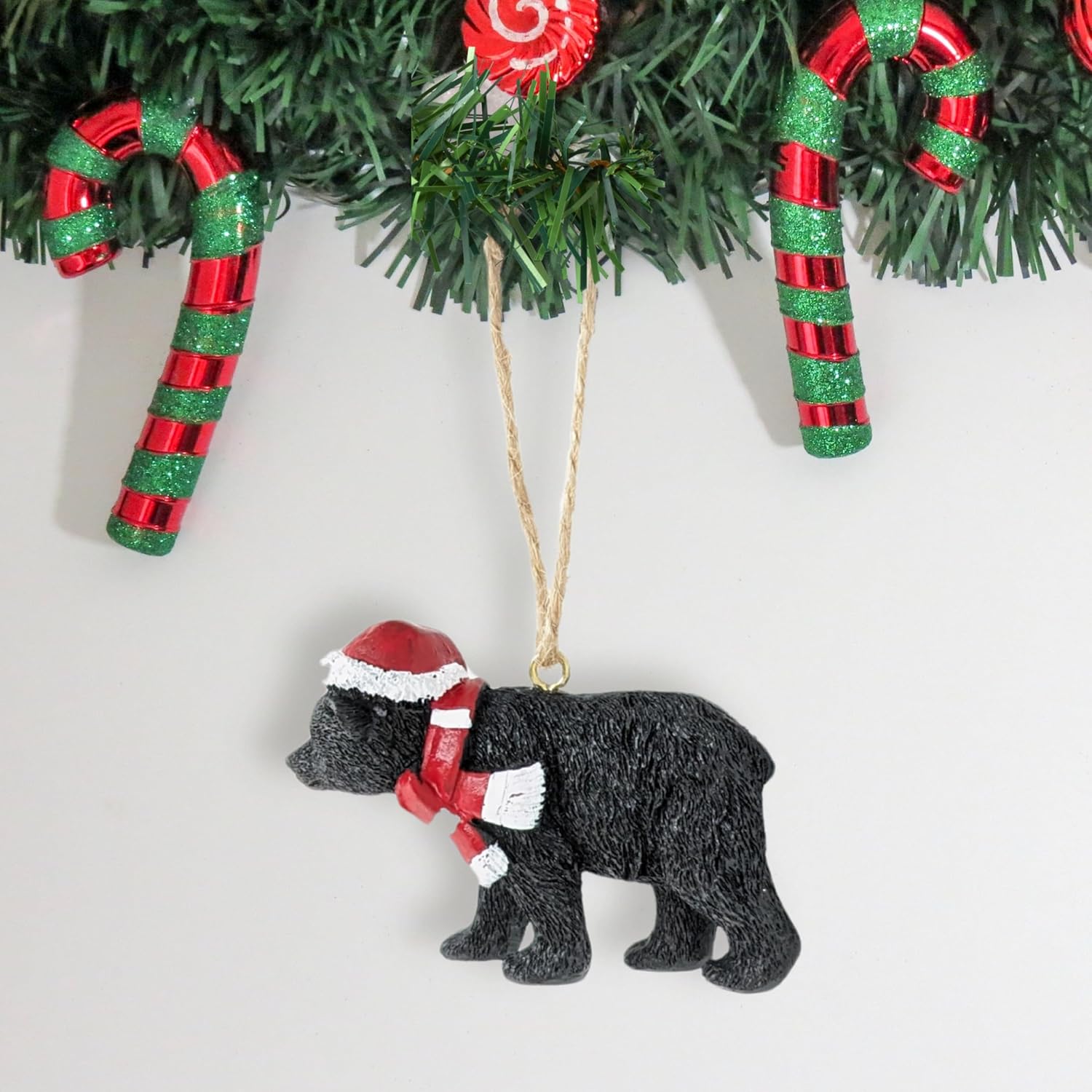 Walking Black Bear with Santa Hat & Scarf Ornament – Resin Woodland Christmas Tree Decoration, Rustic Cabin Holiday Decor, Festive Wildlife Figurine for Home, Lodge, or Office – Gift for Nature Lovers - Image 7