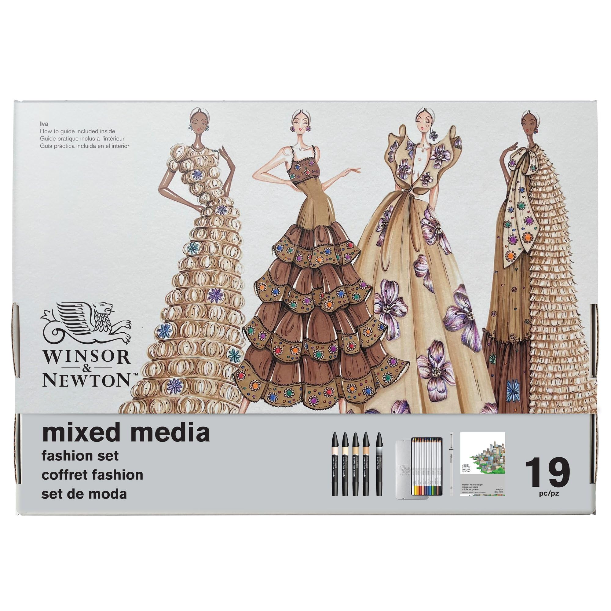 Winsor & Newton Mixed Media Set – Coffret Fashion, 19 pièces