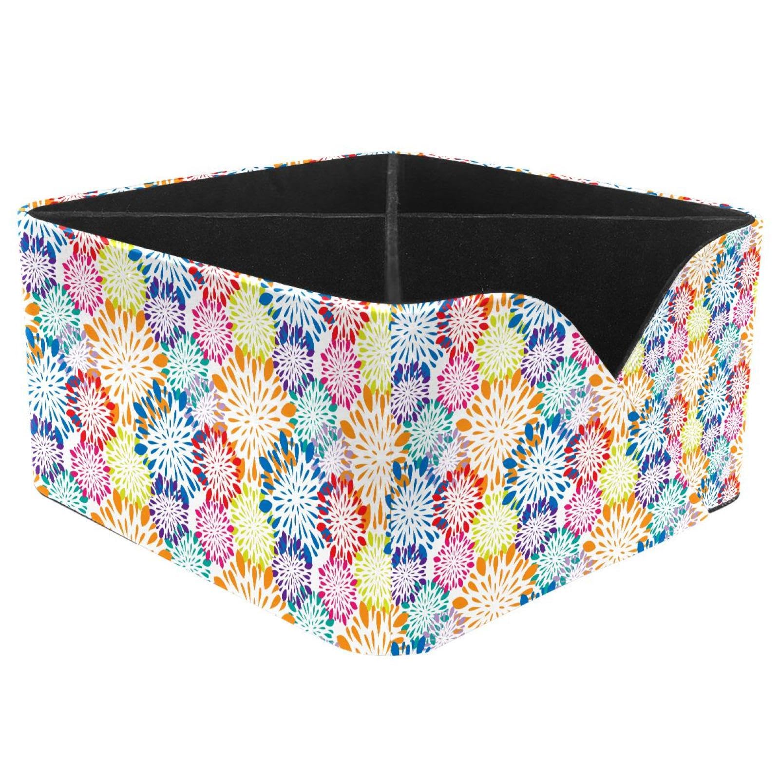 KengjuTesu Mandala Pattern Desktop Organizer Pen Holder, Rectangular Pencil Cup for Office, Study and Makeup Stations