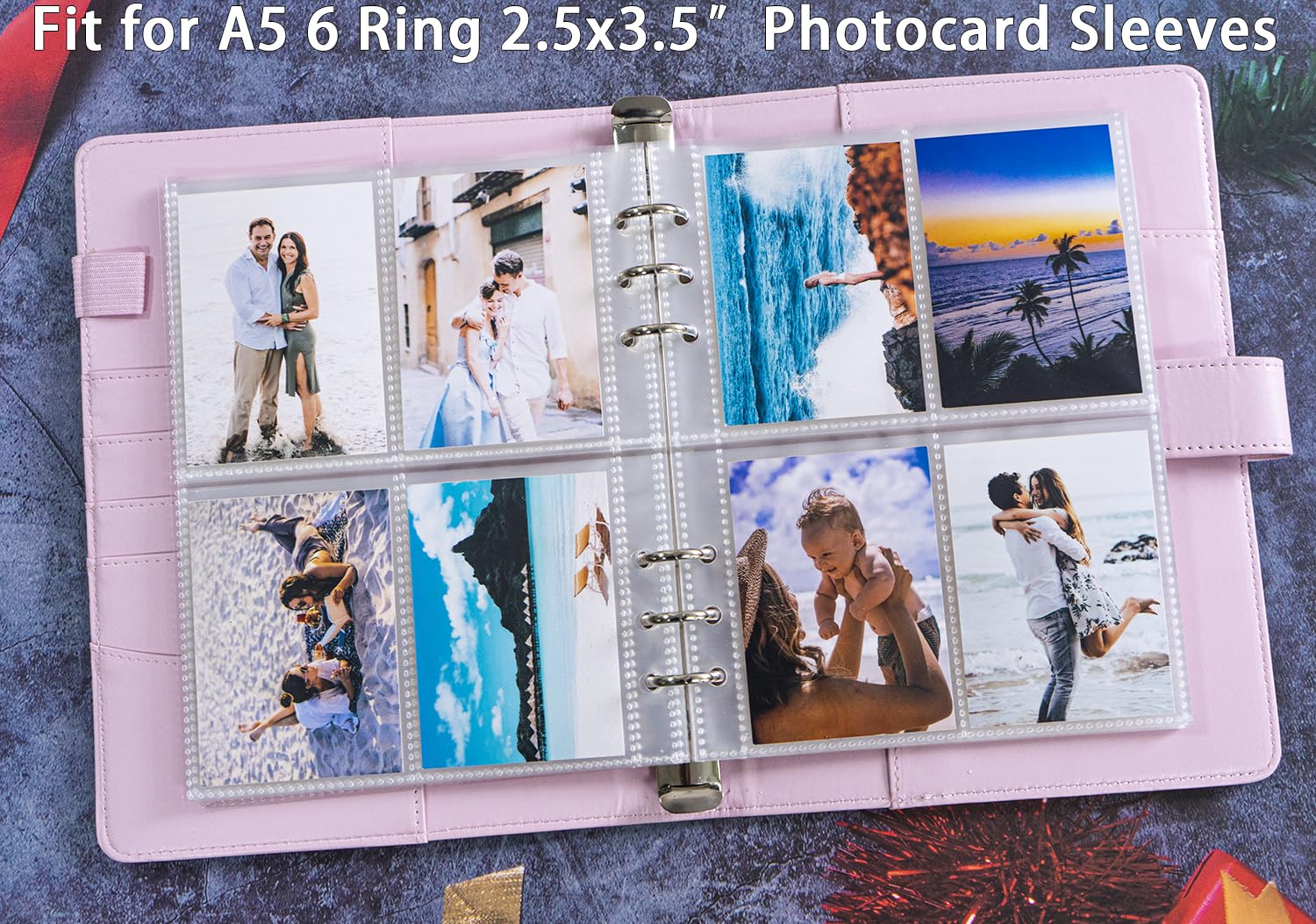 WAVEYU Classeur Durable à 3 Anneaux De 2,5 Cm Avec Poches Intérieures De Taille Lettre Pour Fournitures Scolaires Et De Bureau Noir + Marbre Doré