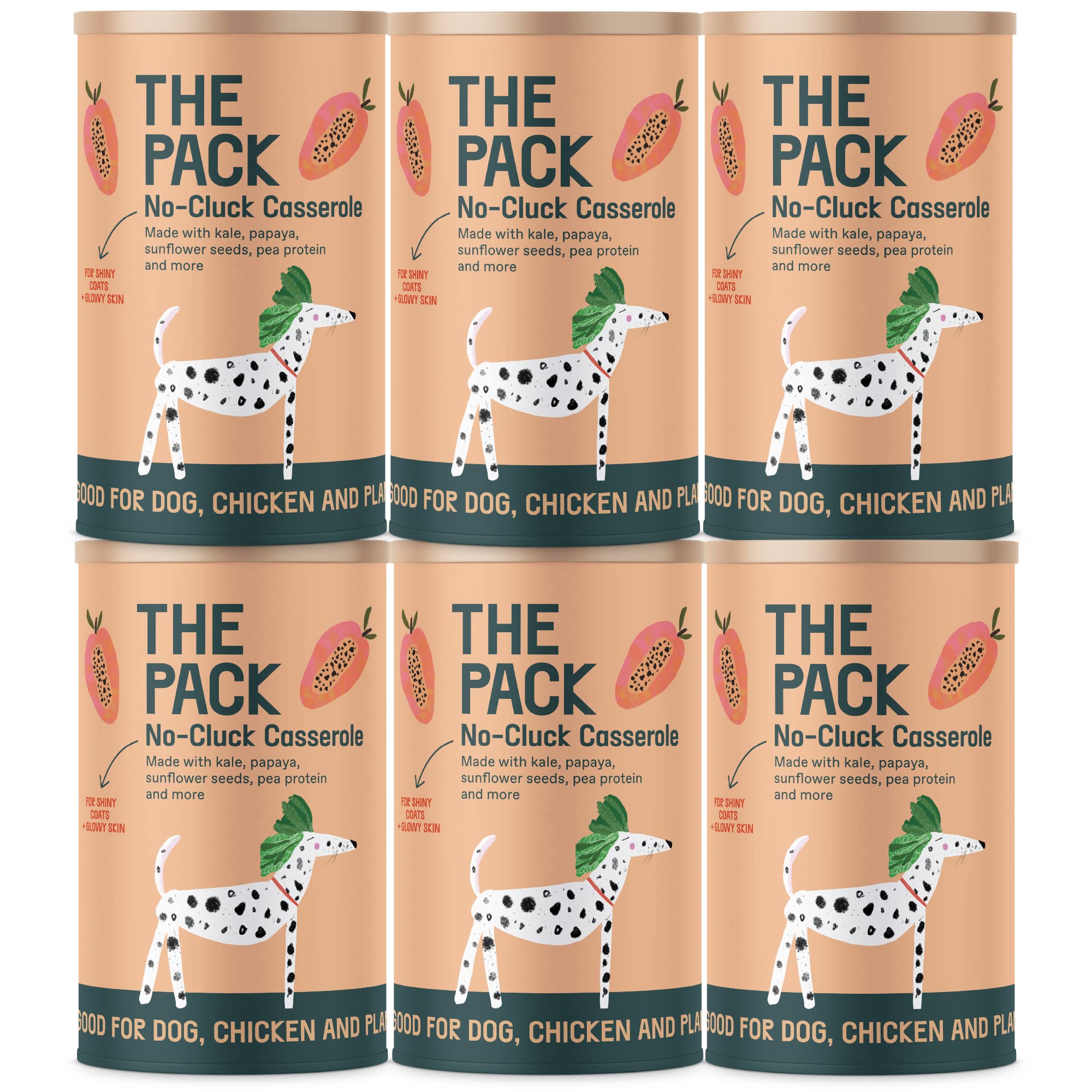 THE PACK Vegan Wet Dog Food: Nutritionally Complete wet meals - No-Cluck Casserole (6 x 375g cans) โ image 1