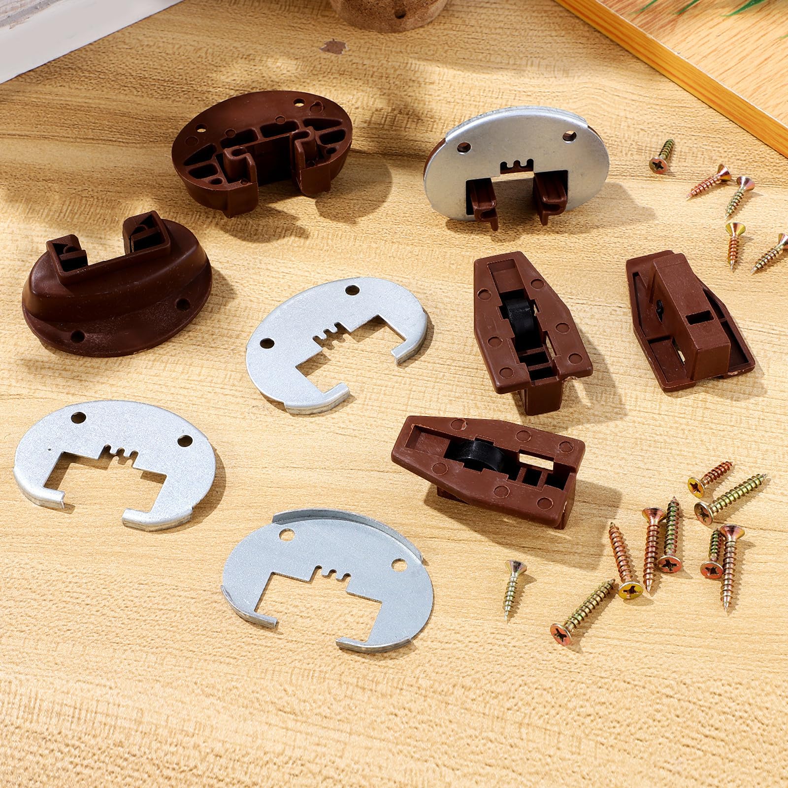 Sewroro 10 Juegos Kit de Reparación de Correderas de Cajón Accesorios de Instalación, Rieles Guía de Plástico y Metal para Muebles y Armarios de Cocina, Suave y Fácil Montaje