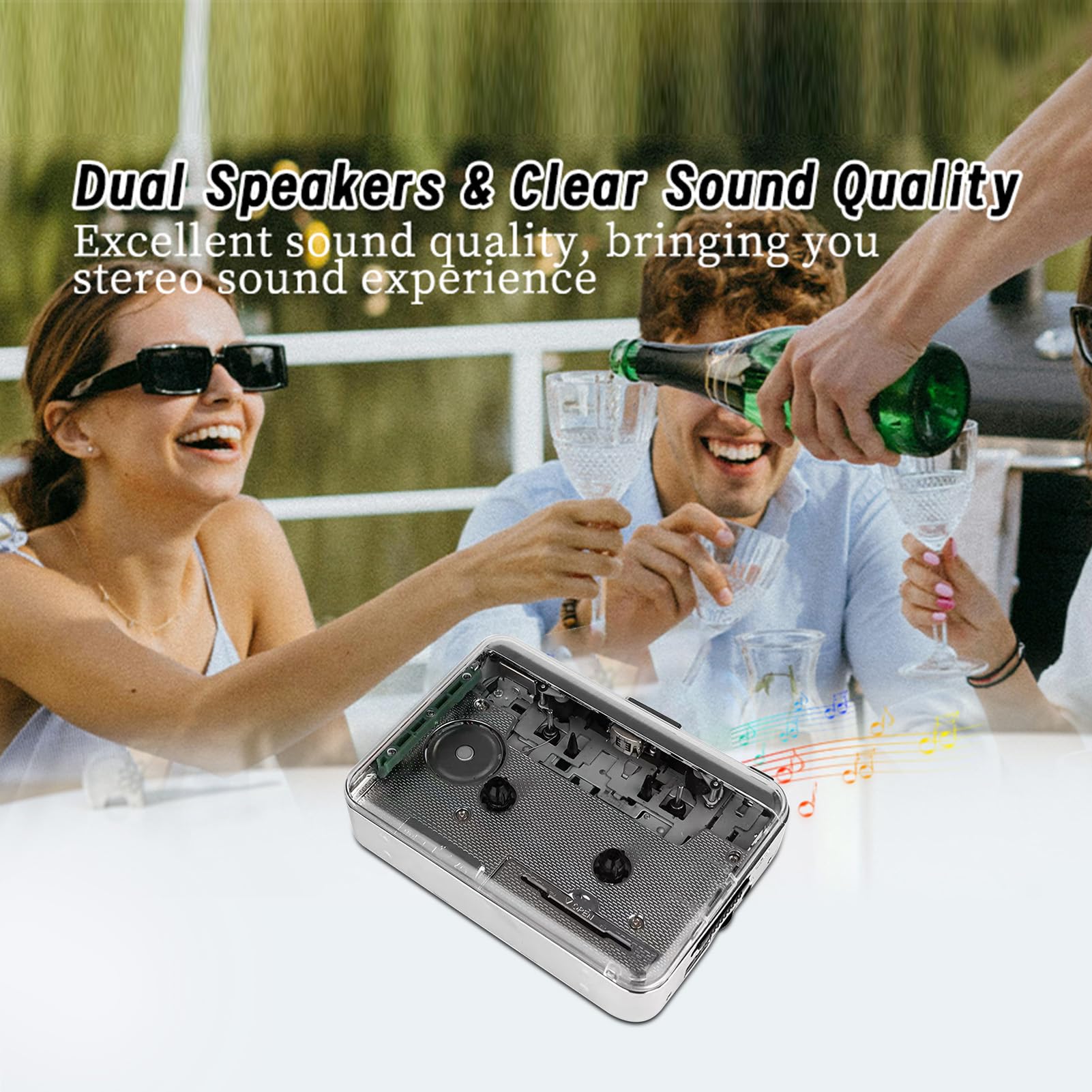 Annadue Przenośne Odtwarzacze Kasetowe, Dwukanałowy Konwerter Kaset Magnetofonowych na Format MP3 za pomocą Dysku U, Kompatybilny z Laptopami i Komputerami PC, z Gniazdem Słuchawk