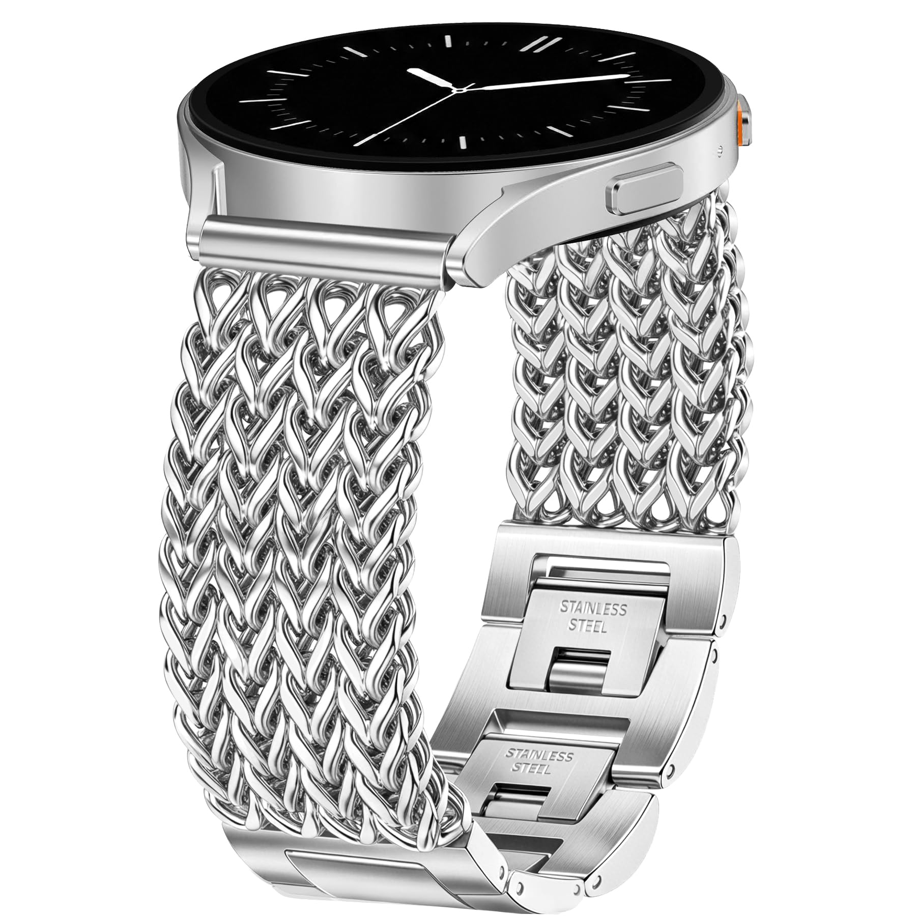 JR.DM Starlight Metal Watch Band Women 20mm Dressy Strap Stainless Steel Chain Bracelet Compatible with Samsung Galaxy Watch 7/6/5/4/Active 2/4 6 Classic/5 Pro/FE 40mm 42mm 43mm 44mm 45mm 46mm 47mm