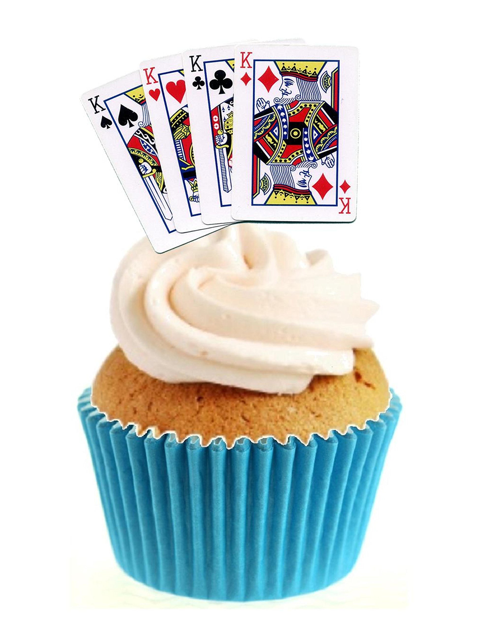 Sprinkles & Toppers Ltd Set of Kings Playing Cards Edible Stand Up Wafer Paper Cake Toppers (12 Pack)