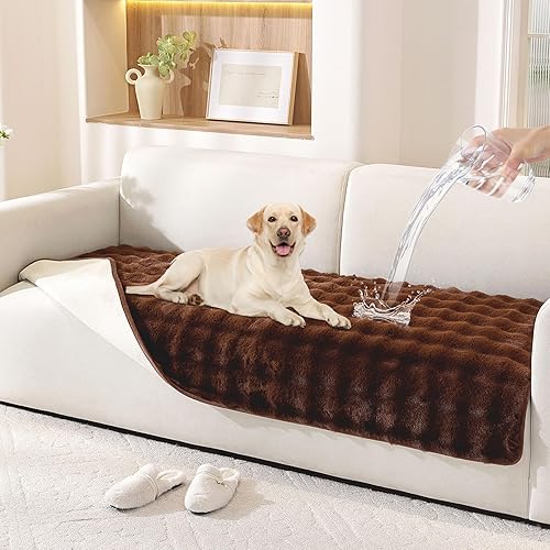 Funda impermeable para cama de perro, funda antideslizante para sofá lavable para perros, funda protectora de piel sintética para sofá de mascotas