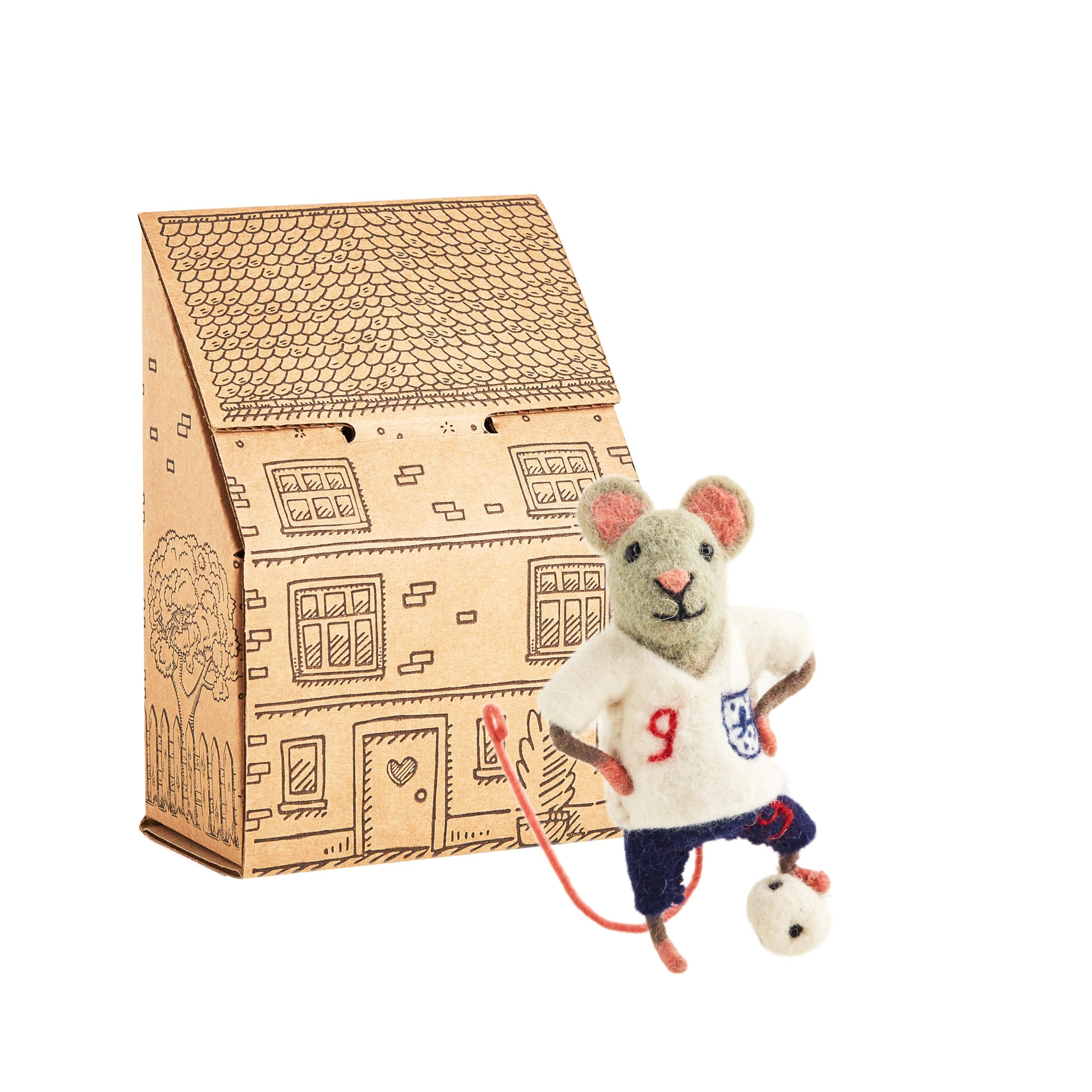 Sew Heart FeltHand-Felted Footballer Mouse | Organic Wool Home Decor | Fair Trade Plush Animal Ornament | Gift for Any Occasion | Perfect for New Spaces & Home Accessories