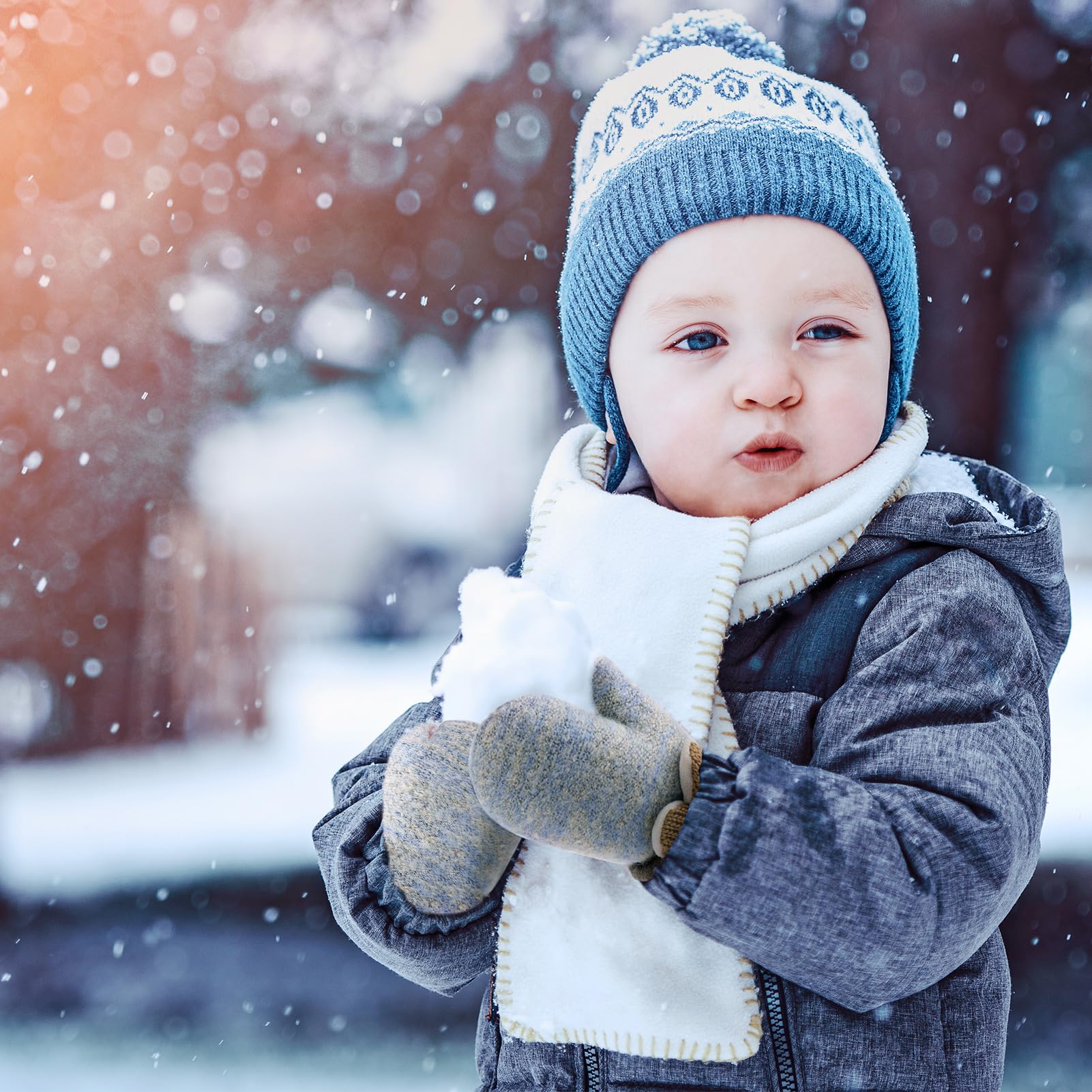 Apricitie 2 Paar Baby Fäustlinge Winter, Baby Handschuhe Kleinkinder 1-3 Jahre, Cartoon Gestrickte Handschuhe Kleinkind Warme Fäustlinge für Kinder Mädchen Jungen