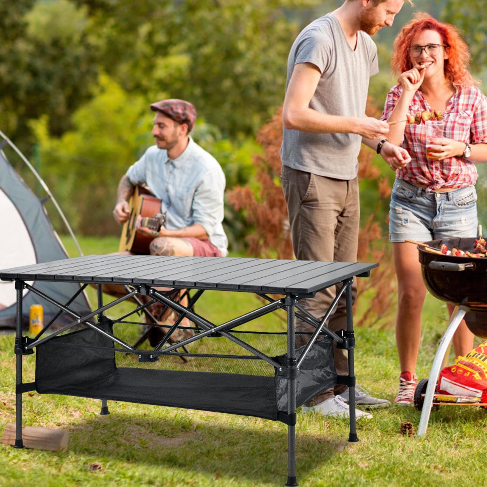 Under Table Storage Bag - Camping Picnic Organizer | Portable Mesh Pouch Diningtable Accessory Organizing Tool, Tidy Utility Management Caddy for Travel Large Space Outdoor