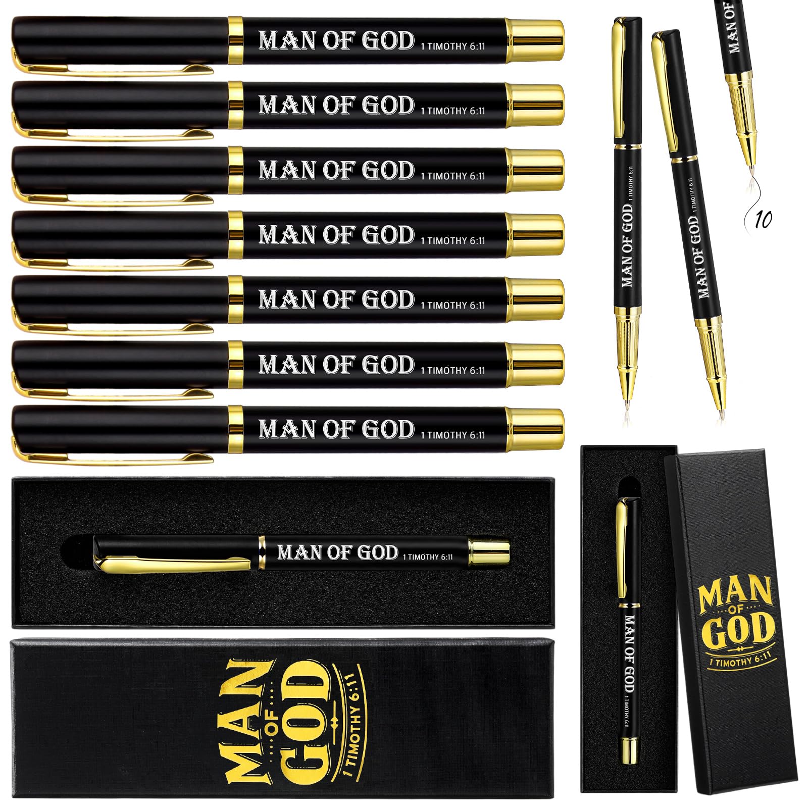 Sayglossy 20 Sets Man of God Gifts Bulk for Men Man of God Pens with Religious Boxes Bible Verse Ballpoint Pens Pastor Appreciation Gifts Christian